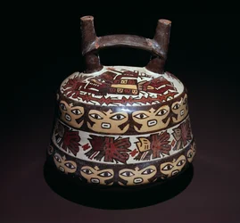 Pot avec deux becs et une anse pont, style Nazca tardif